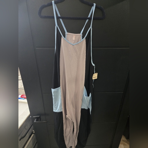 Free People Movement Hotshot Onsie Large Nwt Navy Light Blue And Grey Athletic